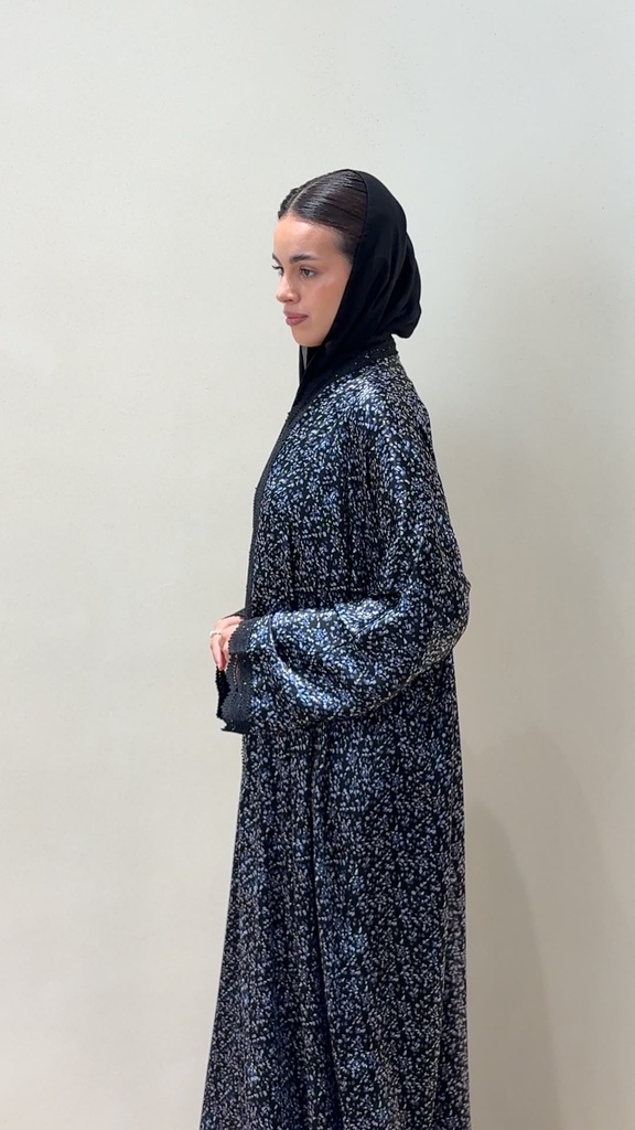 N0005-Black Speckled Lace-Trimmed